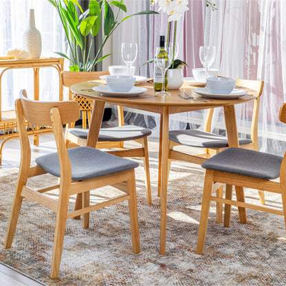Oscar 5pc Breakfast Nook Set 100cm Round Table with 4 Fabric Chairs - Cosy Abode