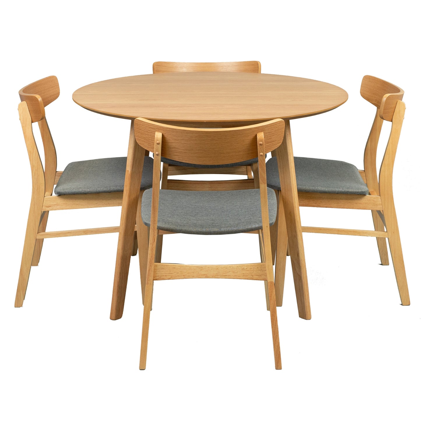 Oscar 5pc Breakfast Nook Set 100cm Round Table with 4 Fabric Chairs - Cosy Abode