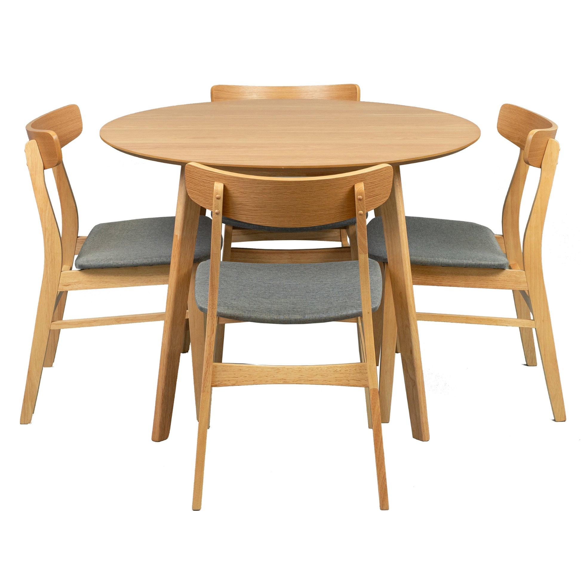Oscar 5pc Breakfast Nook Set 100cm Round Table with 4 Fabric Chairs - Cosy Abode
