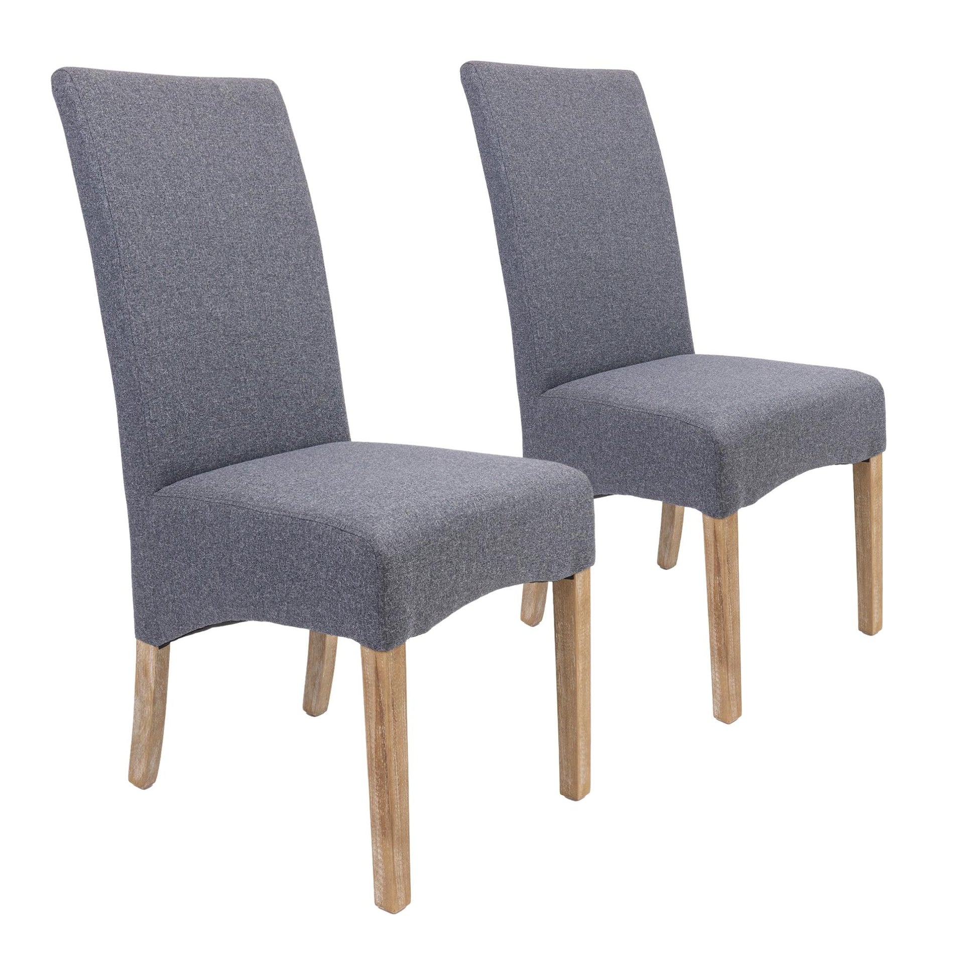 Jackson Dining Chair Set of 2 Fabric Seat Solid Pine Wood Furniture - Grey - Cosy Abode