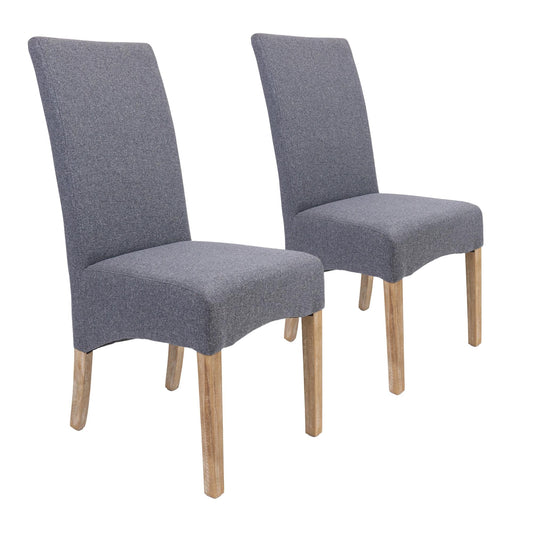 Jackson Dining Chair Set of 2 Fabric Seat Solid Pine Wood Furniture - Grey - Cosy Abode