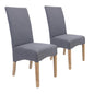 Jackson Dining Chair Set of 2 Fabric Seat Solid Pine Wood Furniture - Grey - Cosy Abode