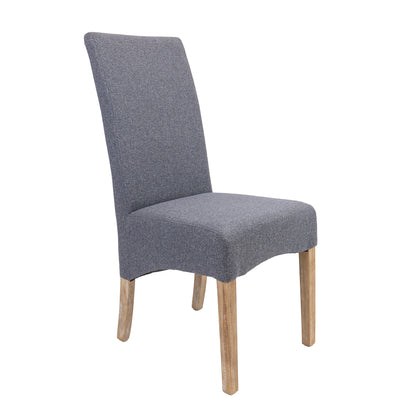 Jackson Dining Chair Set of 2 Fabric Seat Solid Pine Wood Furniture - Grey - Cosy Abode