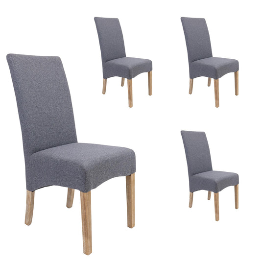 Jackson Dining Chair Set of 4 Fabric Seat Solid Pine Wood Furniture - Grey - Cosy Abode