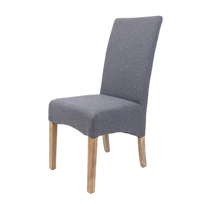 Jackson Dining Chair Set of 8 Fabric Seat Solid Pine Wood Furniture - Grey - Cosy Abode