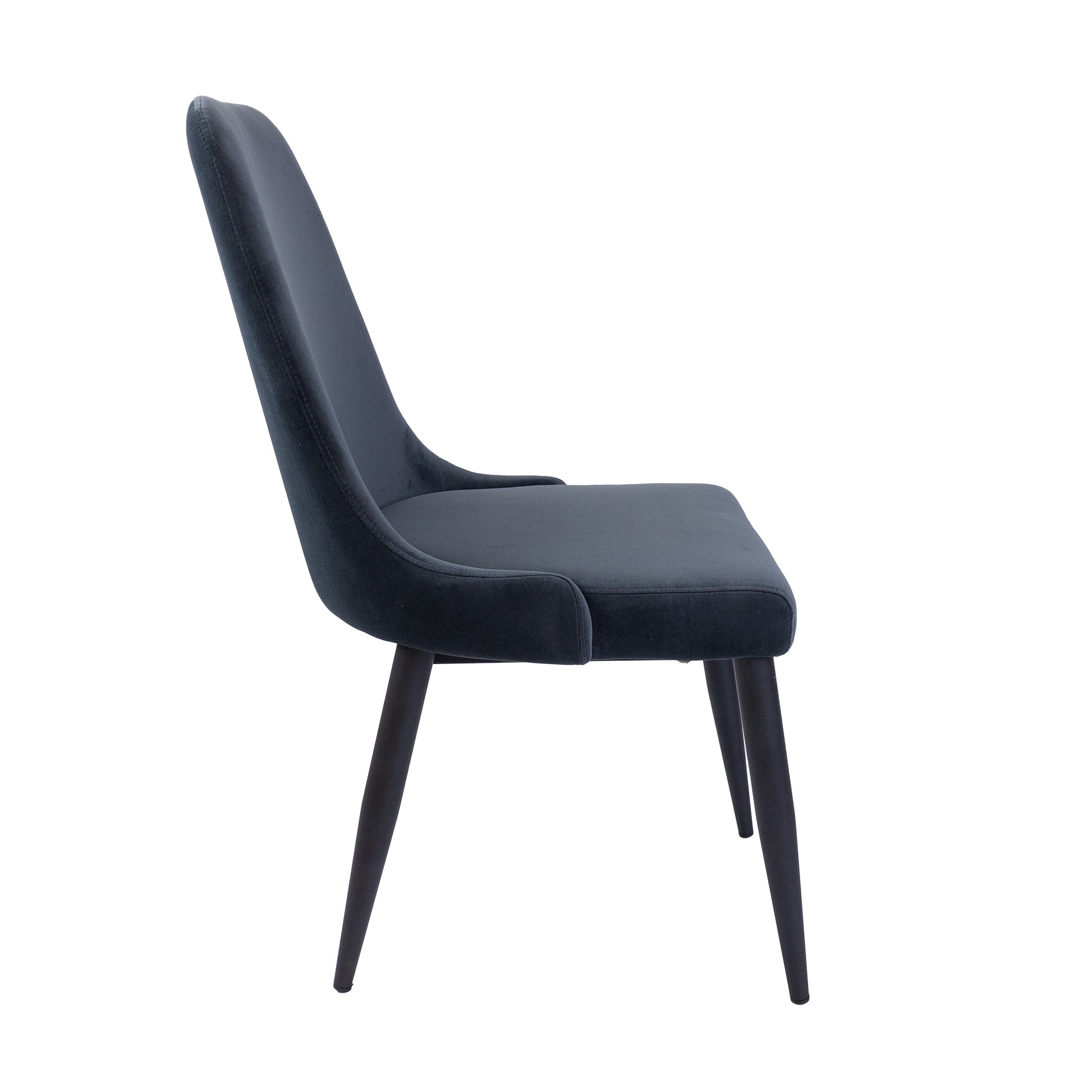 Eva Dining Chair Set of 2 Fabric Seat with Metal Frame - Charcoal - Cosy Abode