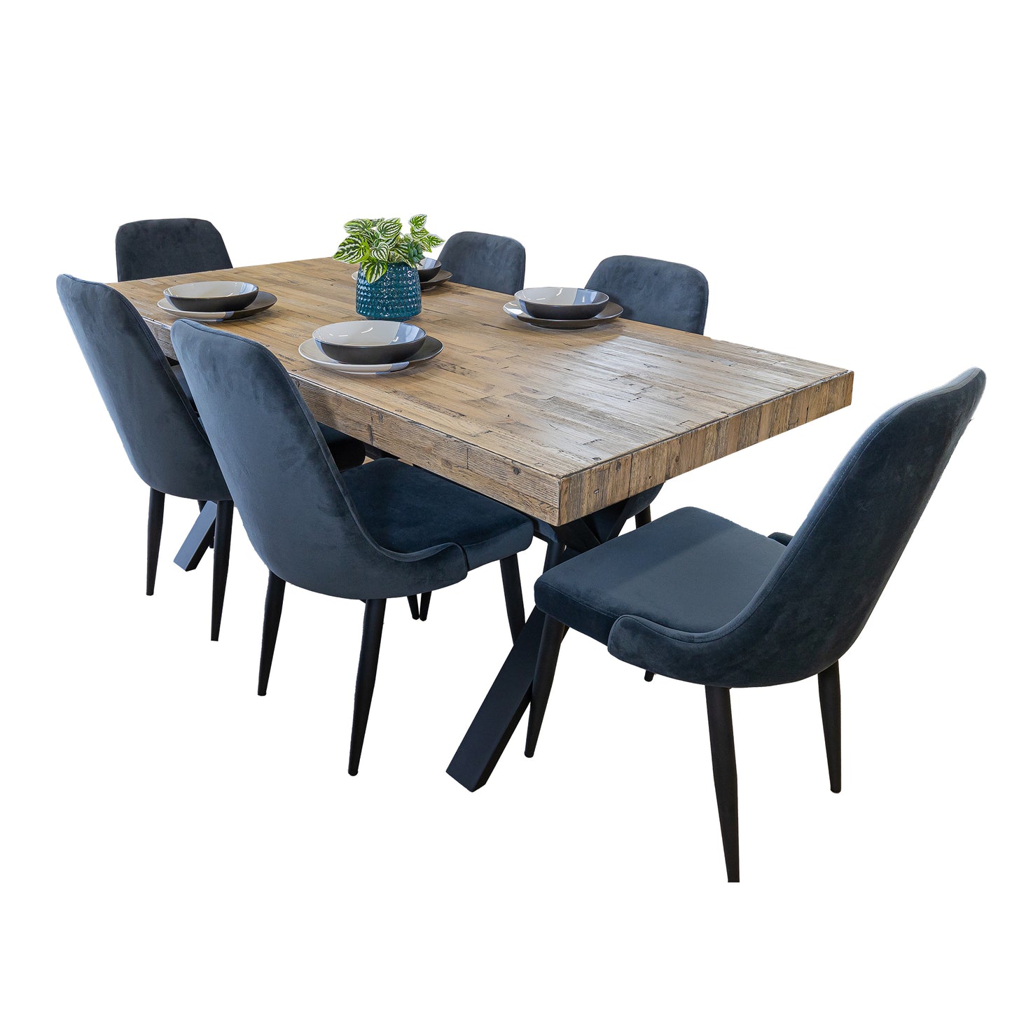 Eva Dining Chair Set of 6 Fabric Seat with Metal Frame - Charcoal - Cosy Abode