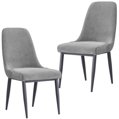 Eva Dining Chair Set of 2 Fabric Seat with Metal Frame - Grey - Cosy Abode
