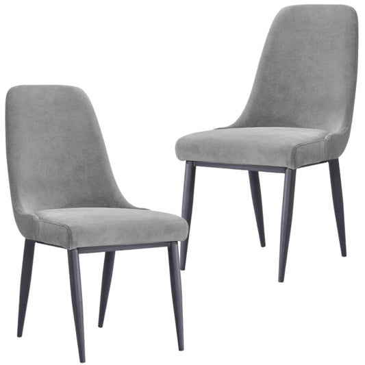 Eva Dining Chair Set of 2 Fabric Seat with Metal Frame - Grey - Cosy Abode