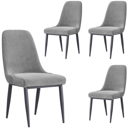 Eva Dining Chair Set of 4 Fabric Seat with Metal Frame - Grey - Cosy Abode