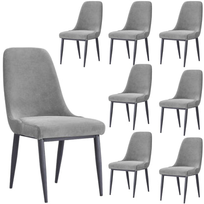 Eva Dining Chair Set of 8 Fabric Seat with Metal Frame - Grey - Cosy Abode