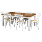 Norah 7pc Dining Set Table 180cm Solid Acacia Wood White Crossback Chair - Cosy Abode