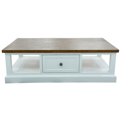Norah Coffee Table 130cm 2 Drawer Solid Acacia Timber Wood - Cosy Abode