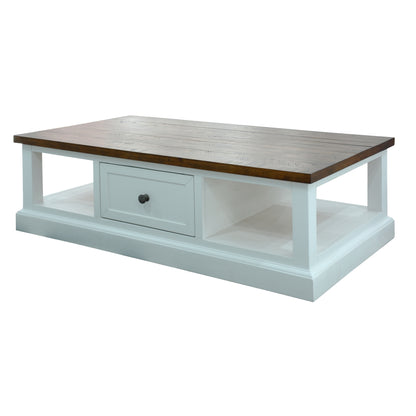 Norah Coffee Table 130cm 2 Drawer Solid Acacia Timber Wood - Cosy Abode
