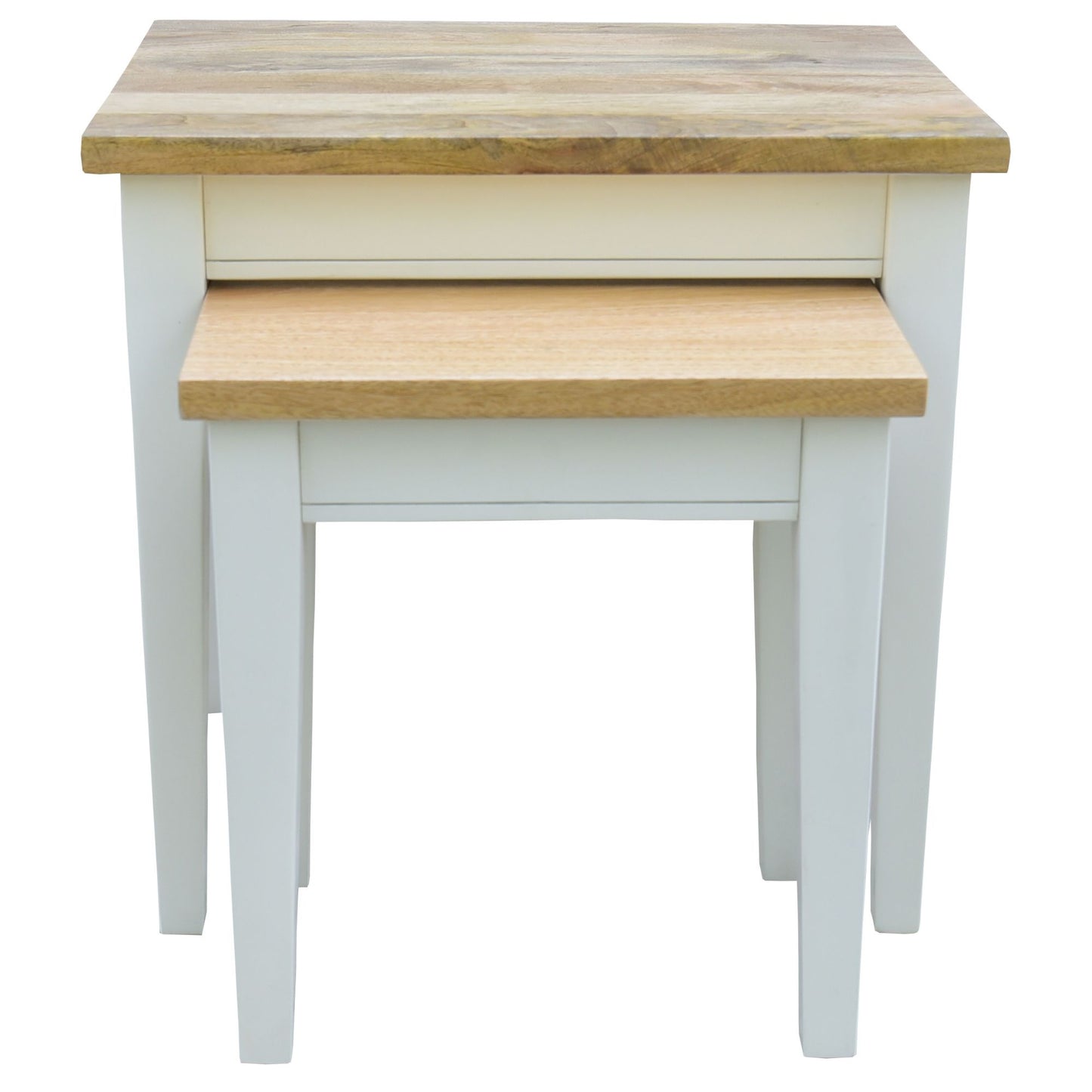 Lavasa 2pc Nesting Side Sofa End Lamp Table Solid Mango Wood Farmhouse Furniture - Cosy Abode