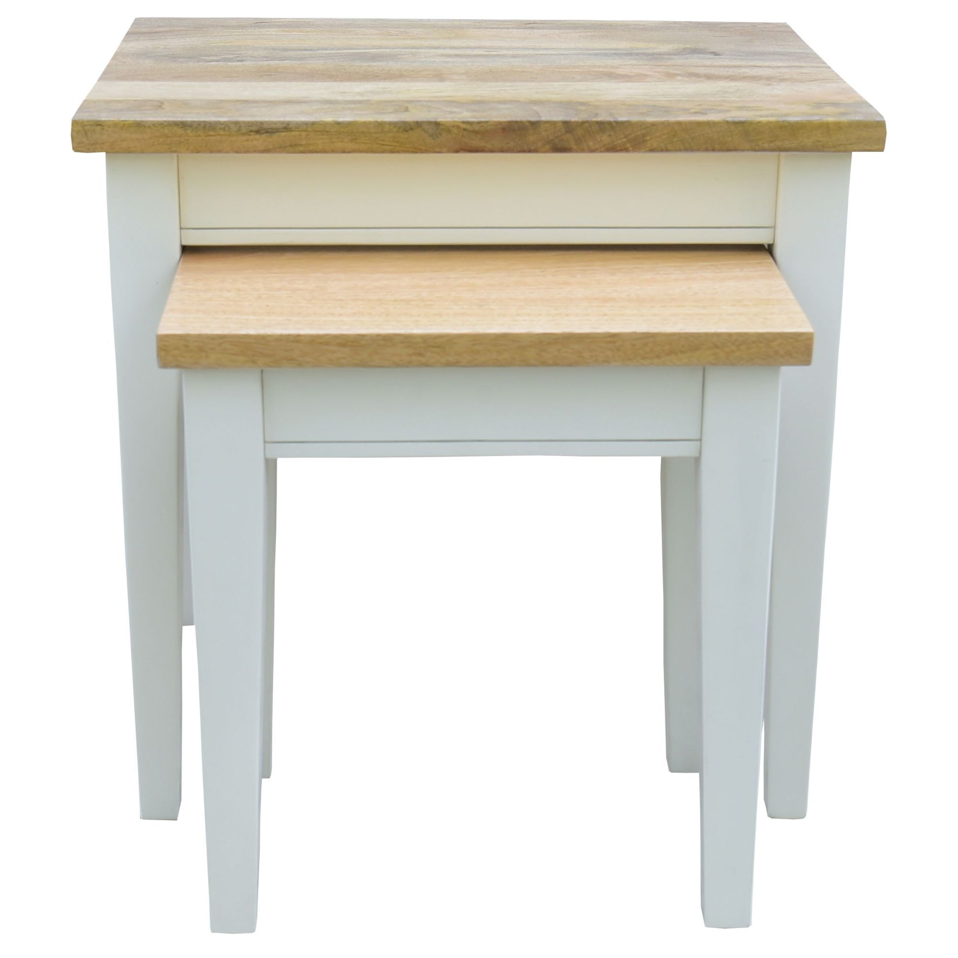 Lavasa 2pc Nesting Side Sofa End Lamp Table Solid Mango Wood Farmhouse Furniture - Cosy Abode