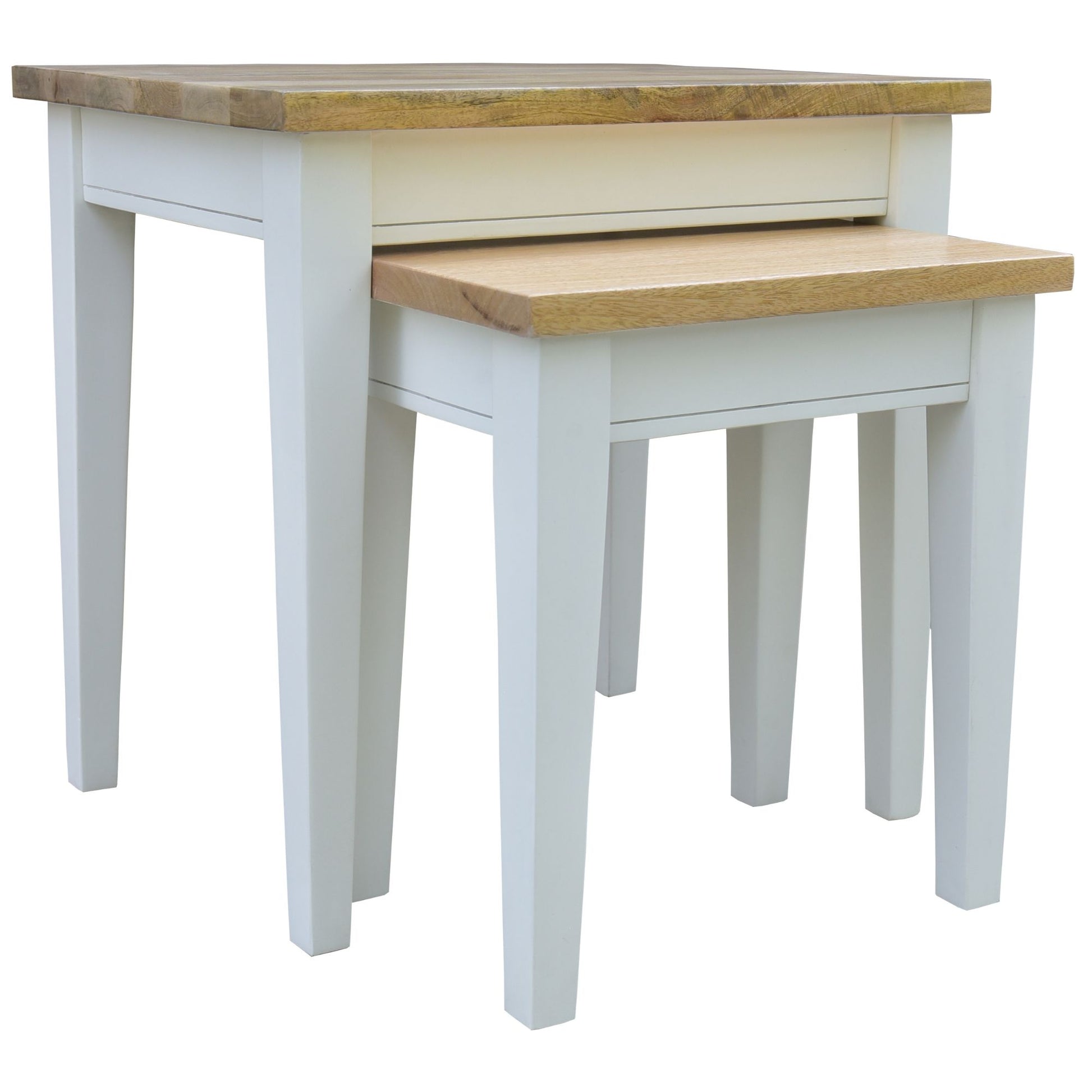 Lavasa 2pc Nesting Side Sofa End Lamp Table Solid Mango Wood Farmhouse Furniture - Cosy Abode