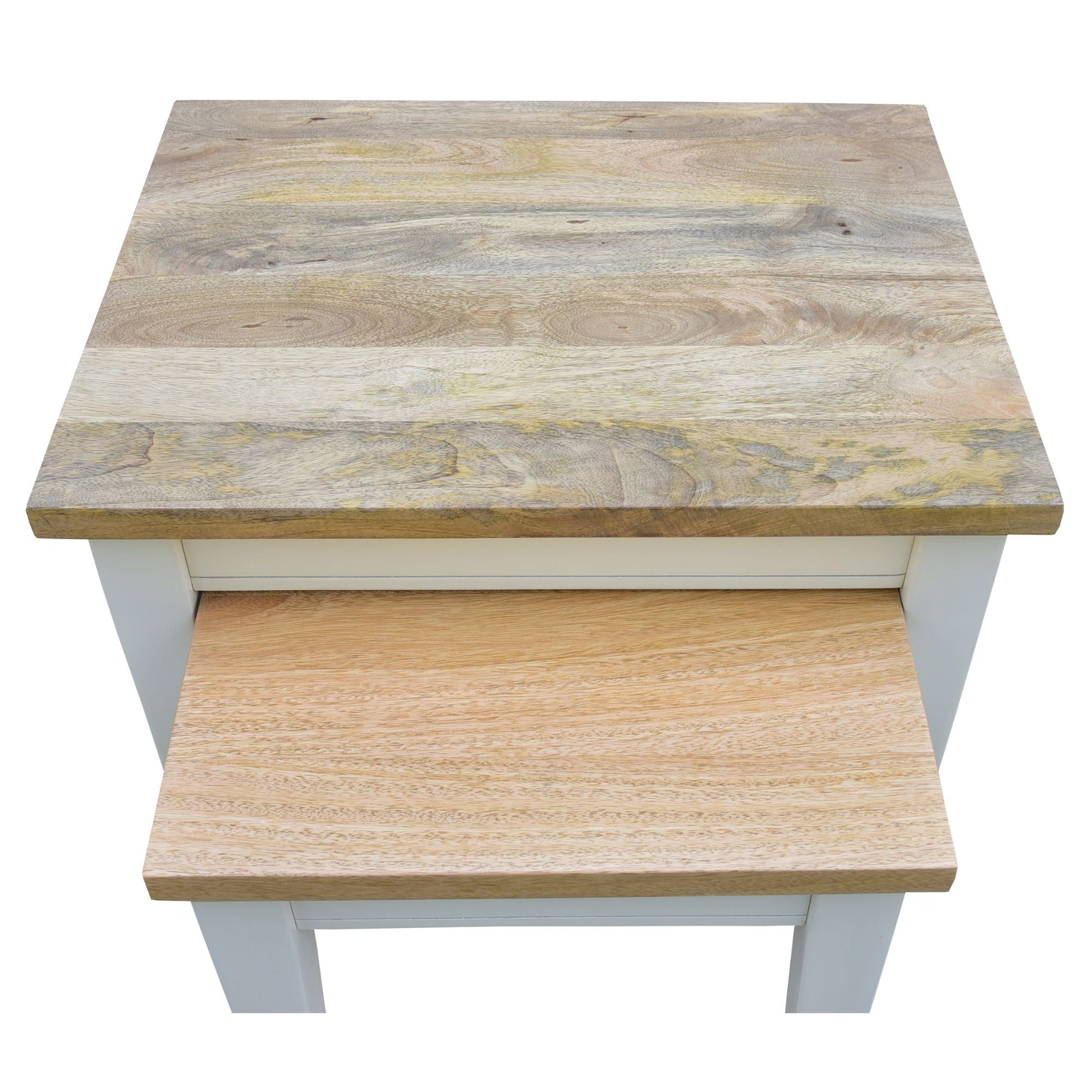 Lavasa 2pc Nesting Side Sofa End Lamp Table Solid Mango Wood Farmhouse Furniture - Cosy Abode