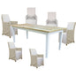 Lavasa 7pc Dining Set 170cm Mango Wood Table 6 French Provincial Carver Chair - Cosy Abode