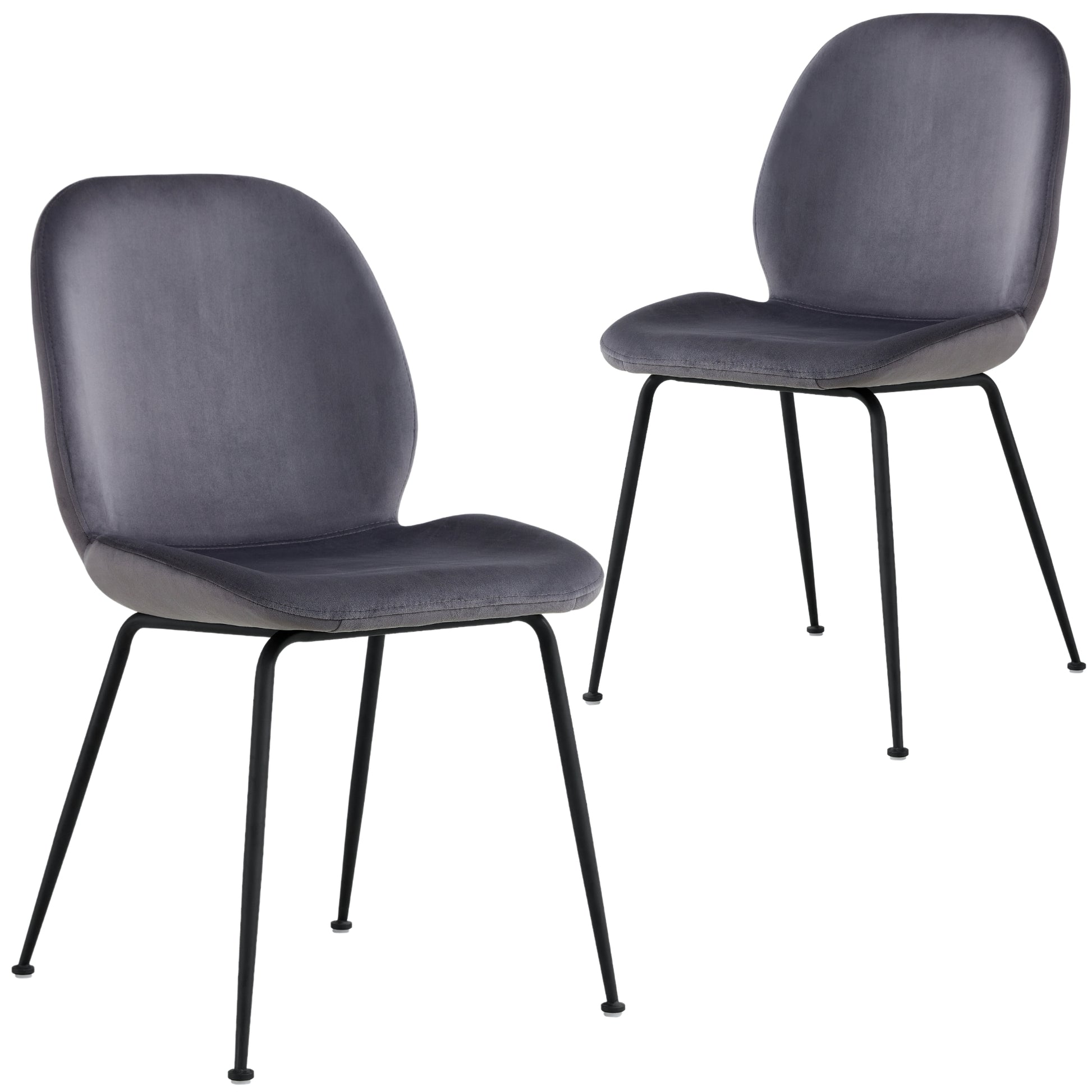 Remy Dining Chair Set of 2 Fabric Seat with Metal Frame - Charcoal - Cosy Abode