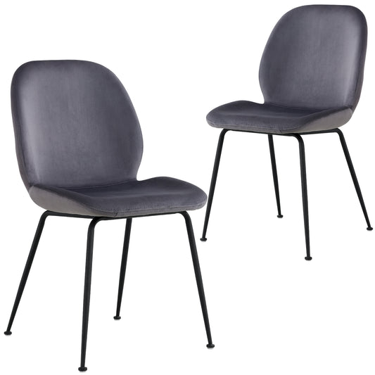 Remy Dining Chair Set of 2 Fabric Seat with Metal Frame - Charcoal - Cosy Abode