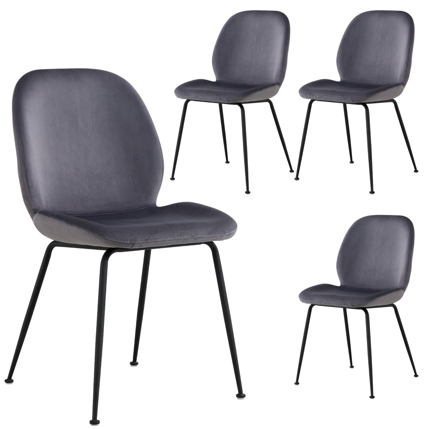 Remy Dining Chair Set of 4 Fabric Seat with Metal Frame - Charcoal - Cosy Abode