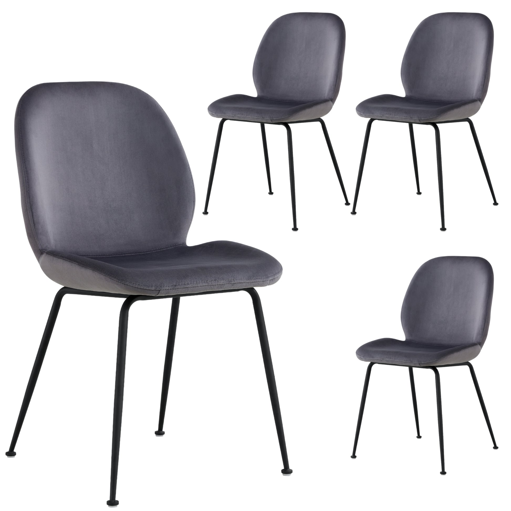 Remy Dining Chair Set of 4 Fabric Seat with Metal Frame - Charcoal - Cosy Abode