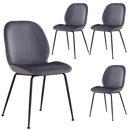 Remy Dining Chair Set of 4 Fabric Seat with Metal Frame - Charcoal - Cosy Abode