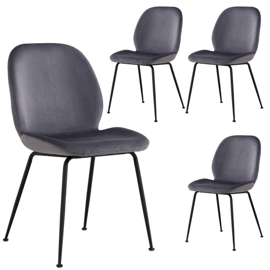 Remy Dining Chair Set of 4 Fabric Seat with Metal Frame - Charcoal - Cosy Abode