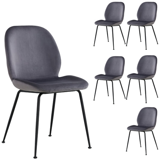 Remy Dining Chair Set of 6 Fabric Seat with Metal Frame - Charcoal - Cosy Abode