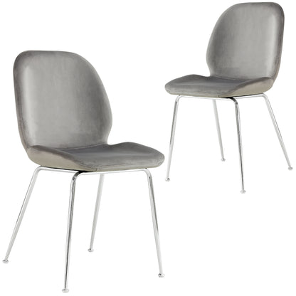 Remy Dining Chair Set of 2 Fabric Seat with Metal Frame - Grey - Cosy Abode