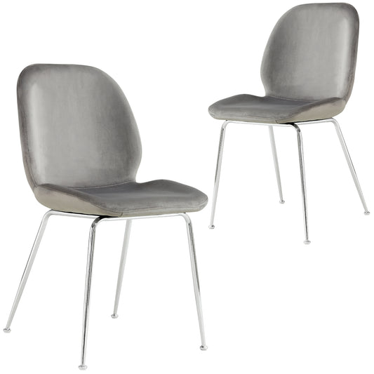 Remy Dining Chair Set of 2 Fabric Seat with Metal Frame - Grey - Cosy Abode