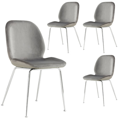 Remy Dining Chair Set of 4 Fabric Seat with Metal Frame - Grey - Cosy Abode