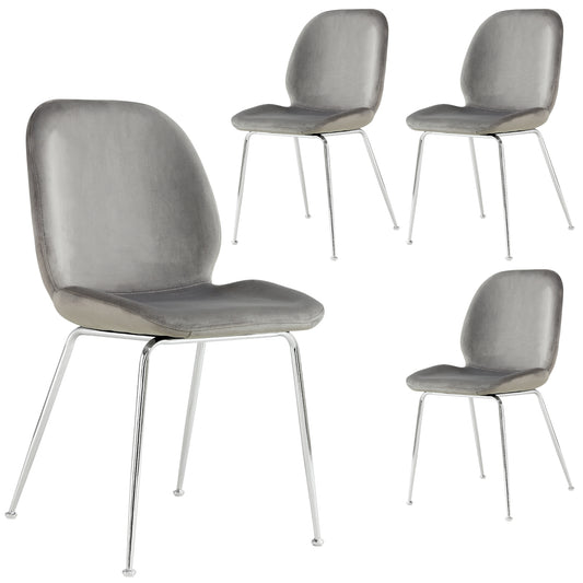 Remy Dining Chair Set of 4 Fabric Seat with Metal Frame - Grey - Cosy Abode