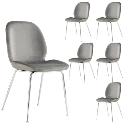 Remy Dining Chair Set of 6 Fabric Seat with Metal Frame - Grey - Cosy Abode