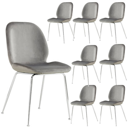 Remy Dining Chair Set of 8 Fabric Seat with Metal Frame - Grey - Cosy Abode