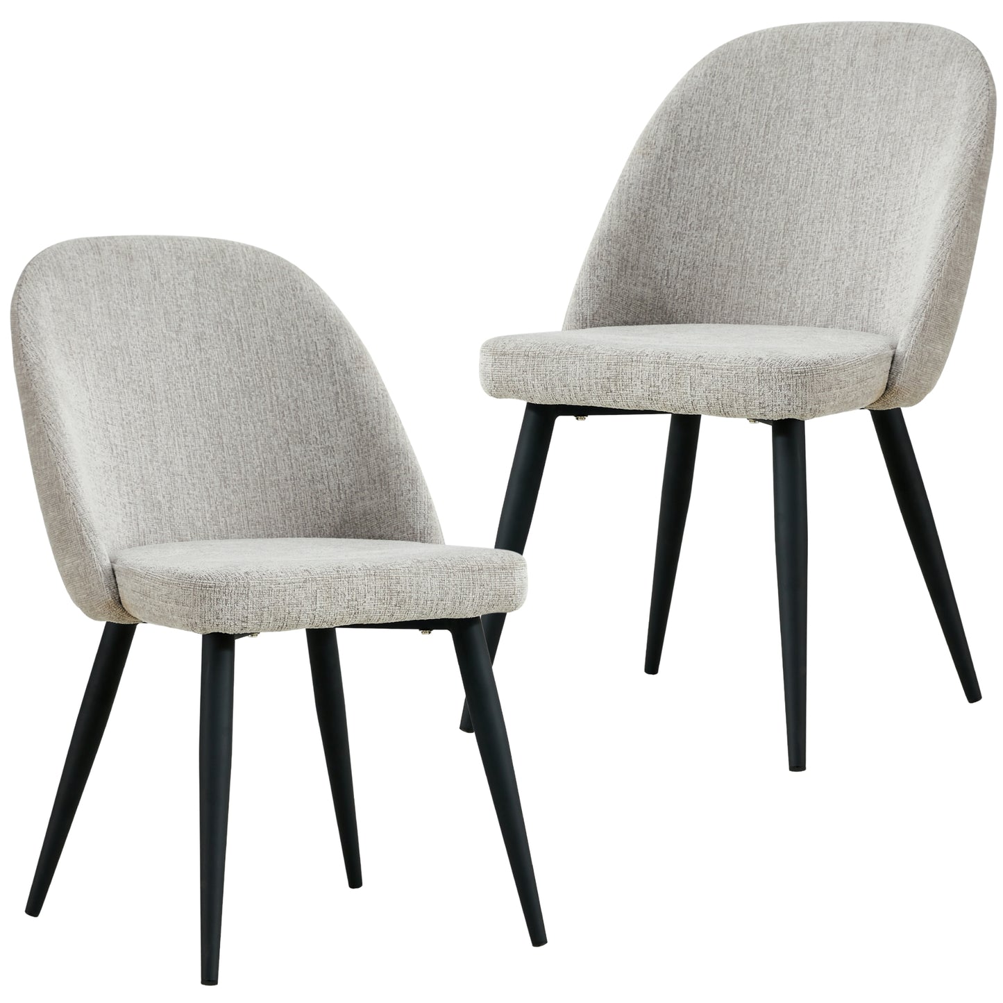 Erin Dining Chair Set of 2 Fabric Seat with Metal Frame - Quartz - Cosy Abode