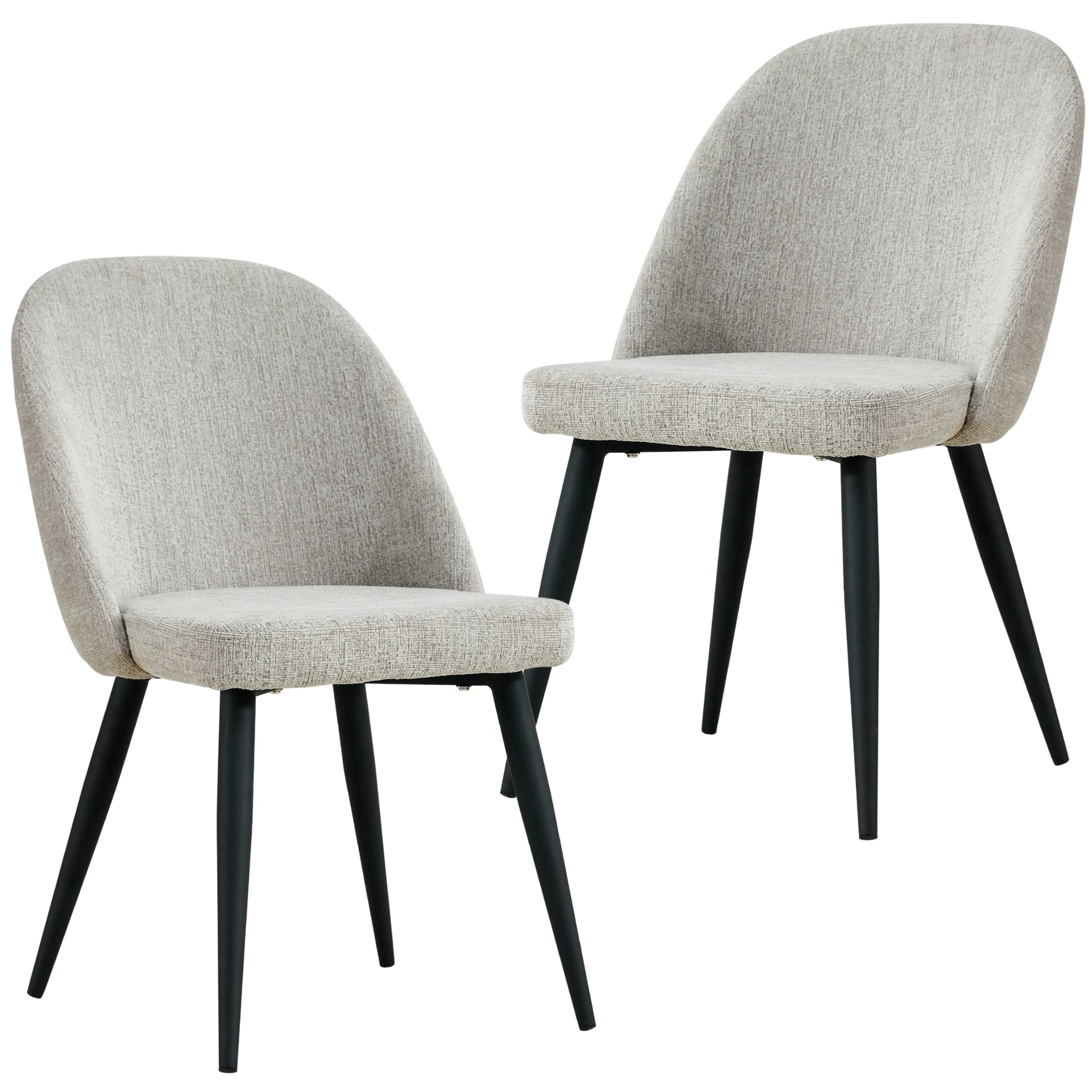 Erin Dining Chair Set of 2 Fabric Seat with Metal Frame - Quartz - Cosy Abode