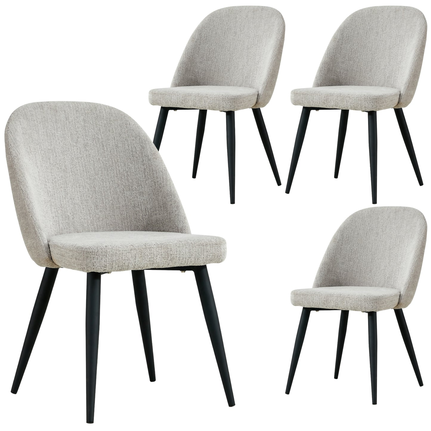 Erin Dining Chair Set of 4 Fabric Seat with Metal Frame - Quartz - Cosy Abode