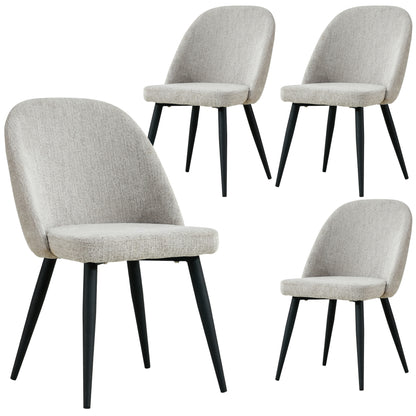 Erin Dining Chair Set of 4 Fabric Seat with Metal Frame - Quartz - Cosy Abode