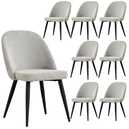 Erin Dining Chair Set of 8 Fabric Seat with Metal Frame - Quartz - Cosy Abode