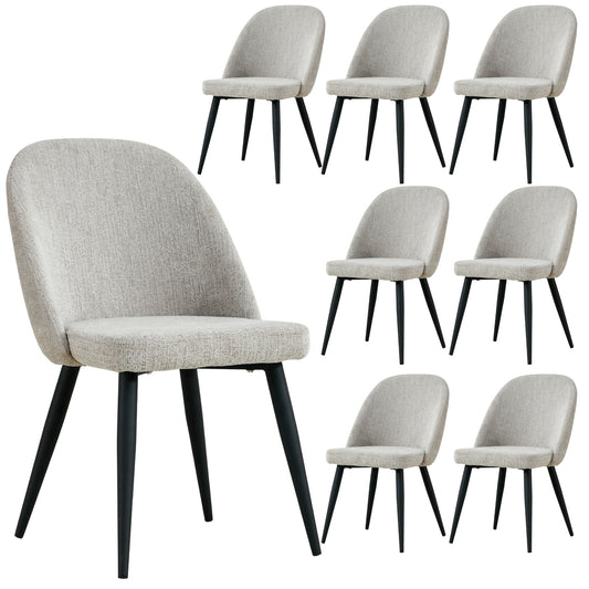 Erin Dining Chair Set of 8 Fabric Seat with Metal Frame - Quartz - Cosy Abode