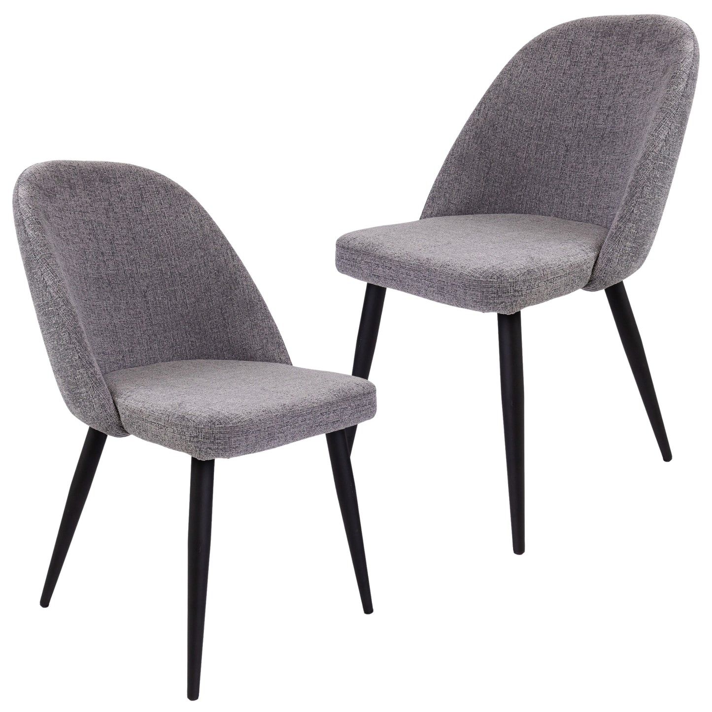 Erin Dining Chair Set of 2 Fabric Seat with Metal Frame - Fog - Cosy Abode