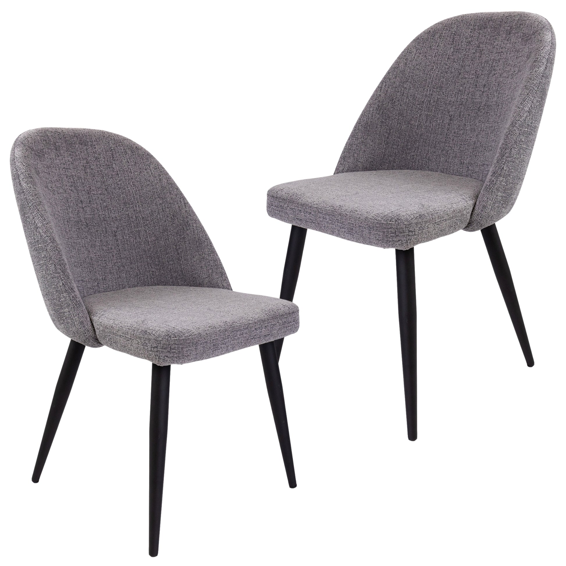 Erin Dining Chair Set of 2 Fabric Seat with Metal Frame - Fog - Cosy Abode