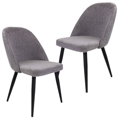 Erin Dining Chair Set of 2 Fabric Seat with Metal Frame - Fog - Cosy Abode