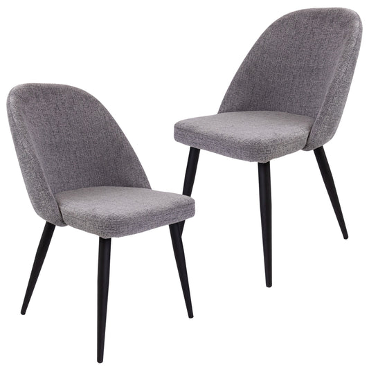 Erin Dining Chair Set of 2 Fabric Seat with Metal Frame - Fog - Cosy Abode