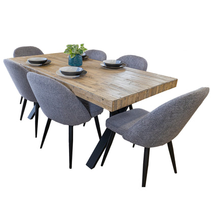 Erin Dining Chair Set of 2 Fabric Seat with Metal Frame - Fog - Cosy Abode