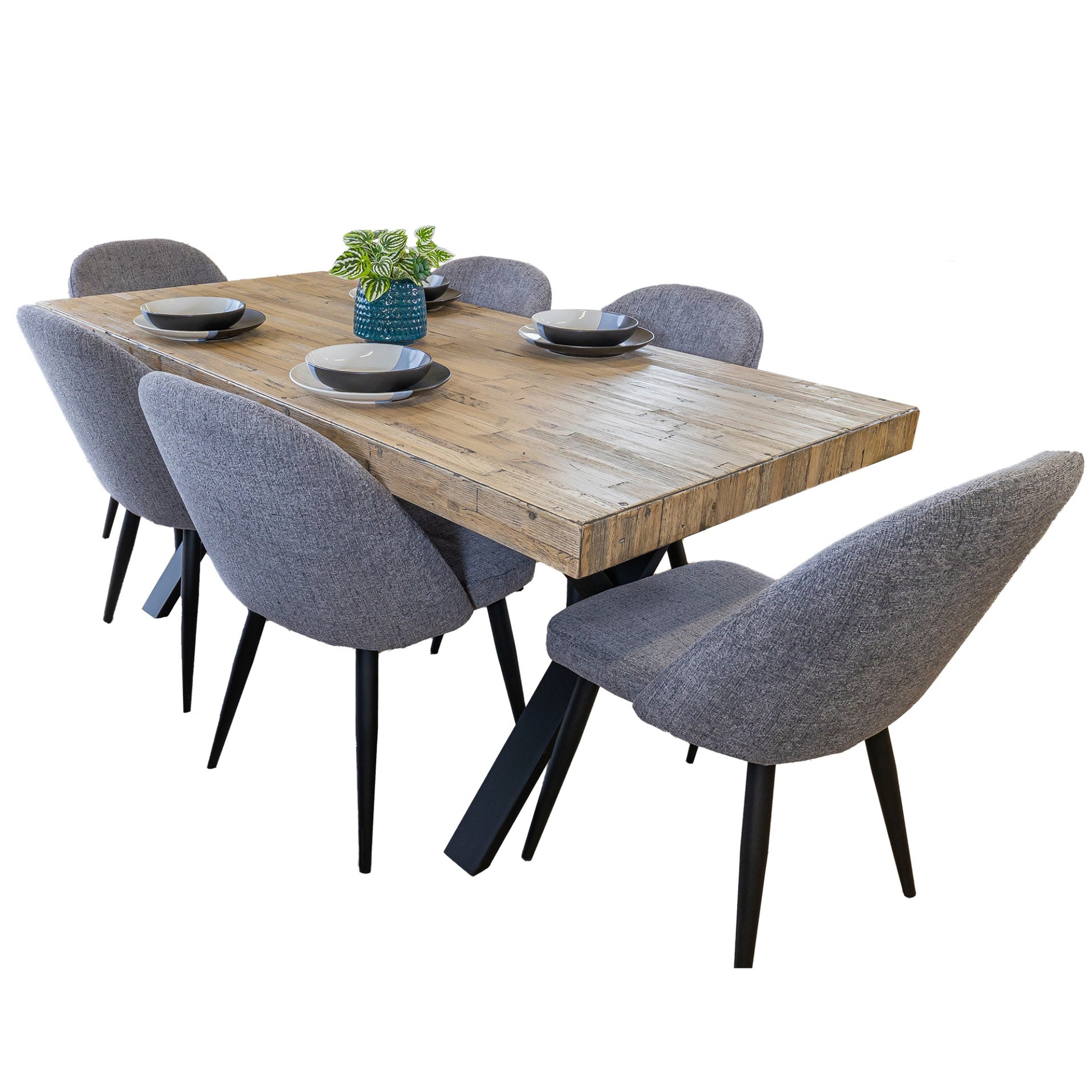 Erin Dining Chair Set of 4 Fabric Seat with Metal Frame - Fog - Cosy Abode