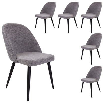 Erin Dining Chair Set of 6 Fabric Seat with Metal Frame - Fog - Cosy Abode