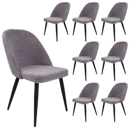 Erin Dining Chair Set of 8 Fabric Seat with Metal Frame - Fog - Cosy Abode